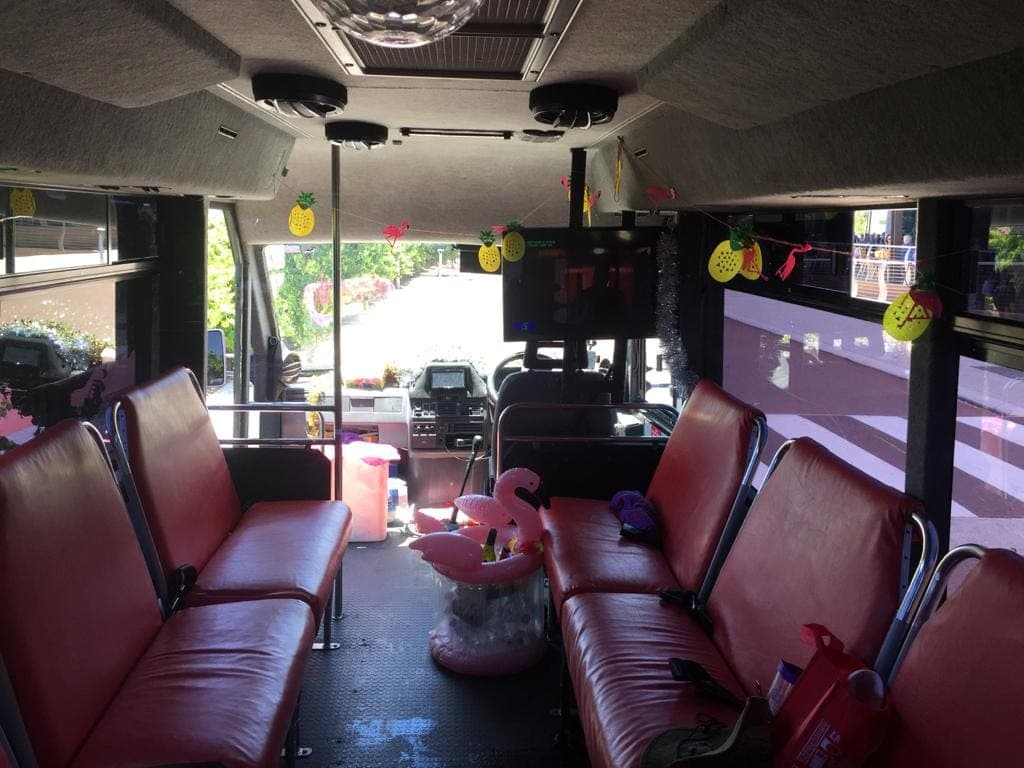 Interior of the 21 seater party bus